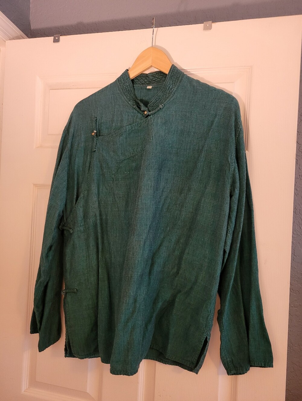Unisex Emerald Green & Black Tunic Jacket Size XL Side Button Plus Size Shacket